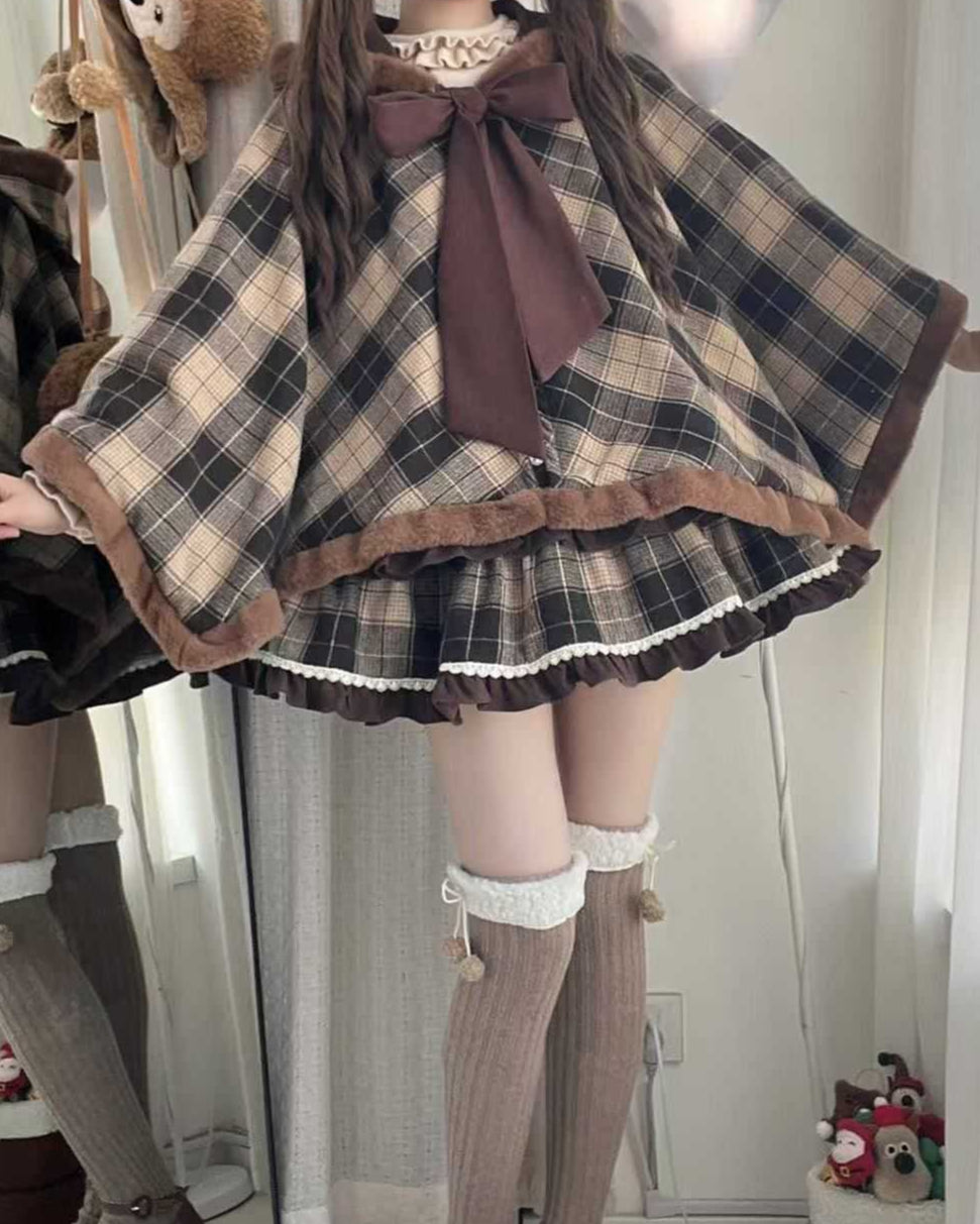 Lolita Plaid Cape Coat LE1007