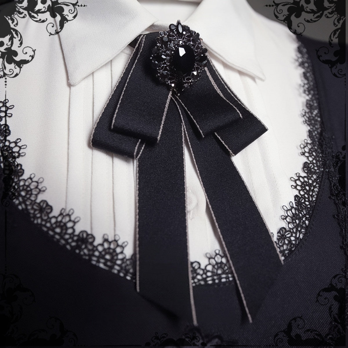 Stripe Diary Dark Academia Gothic Lolita Top and Skirt Set