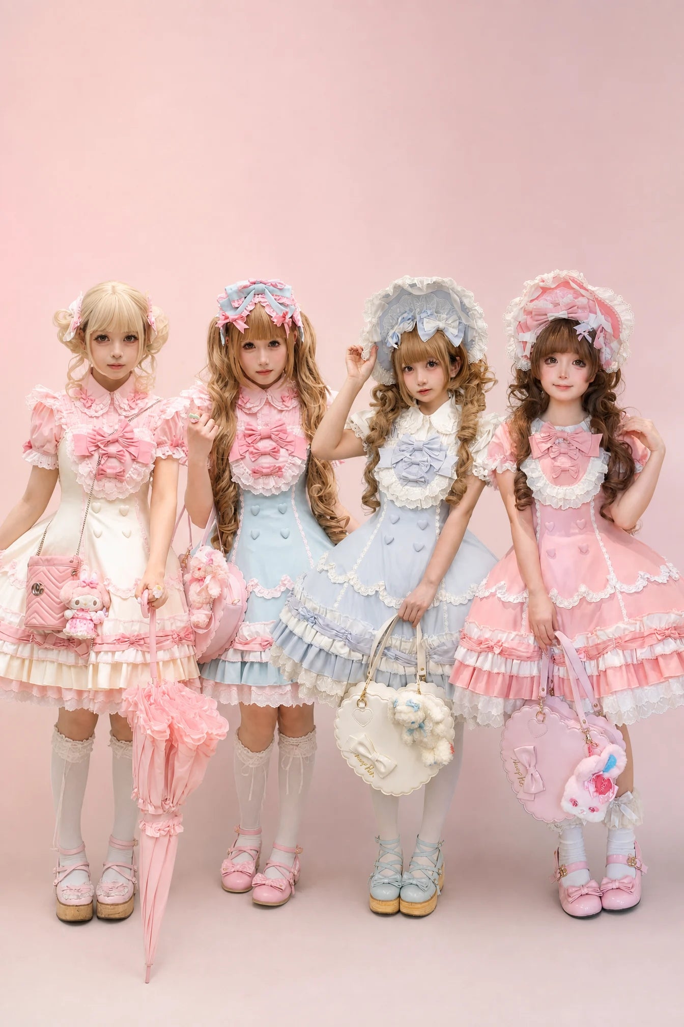 Cream Fondant Sweet Pink Retro 6-Panel Cut Original Lolita JSK