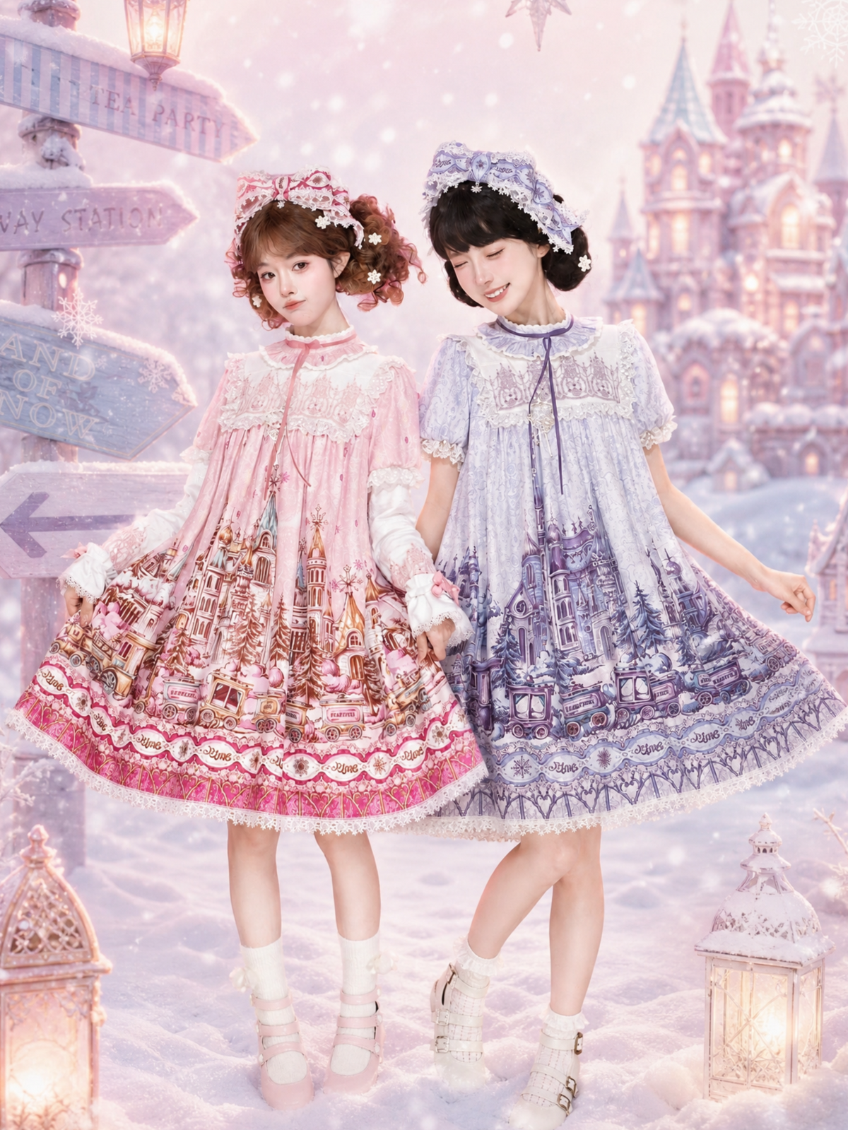 Arrive At The Land Of Snow Christmas Tulle Embroidery Lolita OP Dress