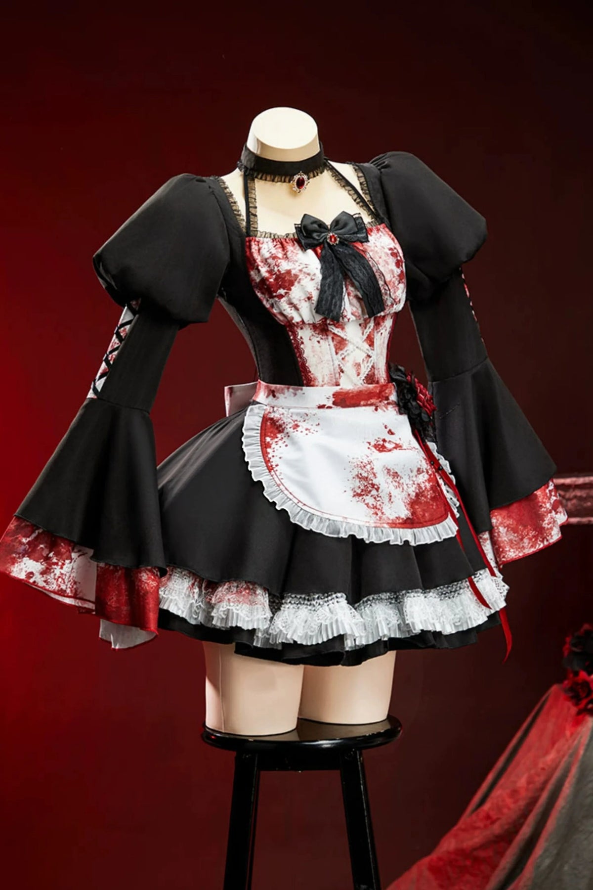 Rebellious Maid Gothic Halloween Maid Dress Cosplay Costume