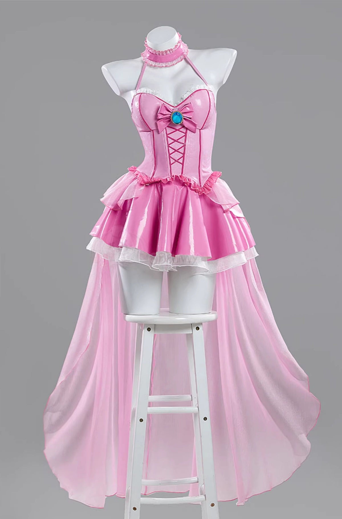 Princess Peach Fanart Idol Style PU Leather Cosplay Skirt