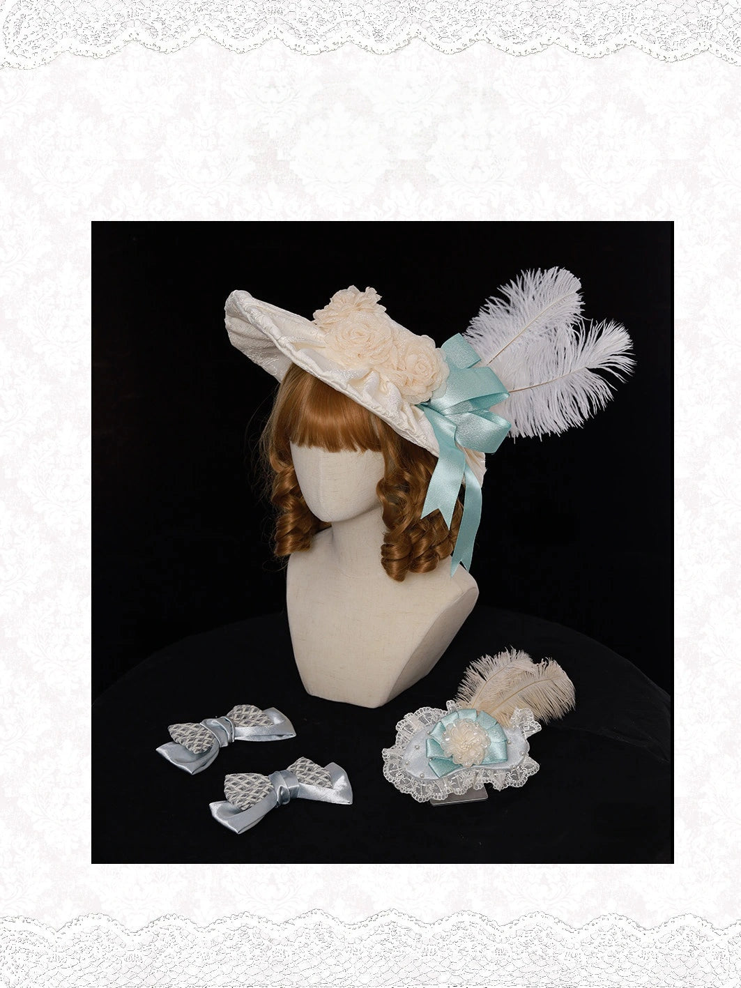 Banquet in Paris Lolita Classic Elegant Embroidered Vintage Blue Bustle SK Set