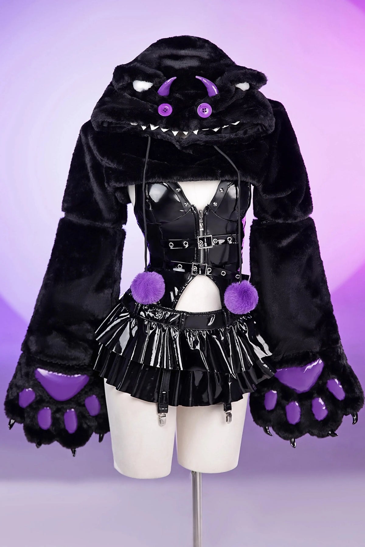 Demon Buttons Cute Cat Halloween Cosplay Costume