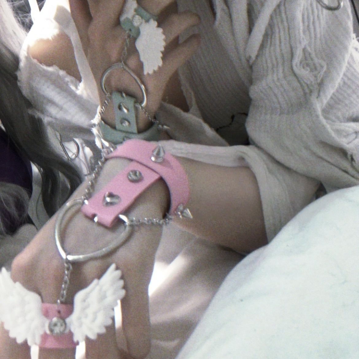Y2K Cute Aqua Angel Wing Bracelet LE6011