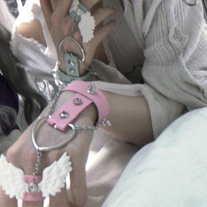 Y2K Cute Aqua Angel Wing Bracelet LE6011