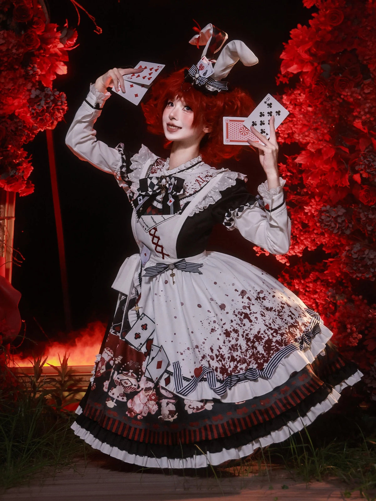 Alice Tea Party 2.0 Original Fairy Tale Style Lolita Black & Red OP Dress Set