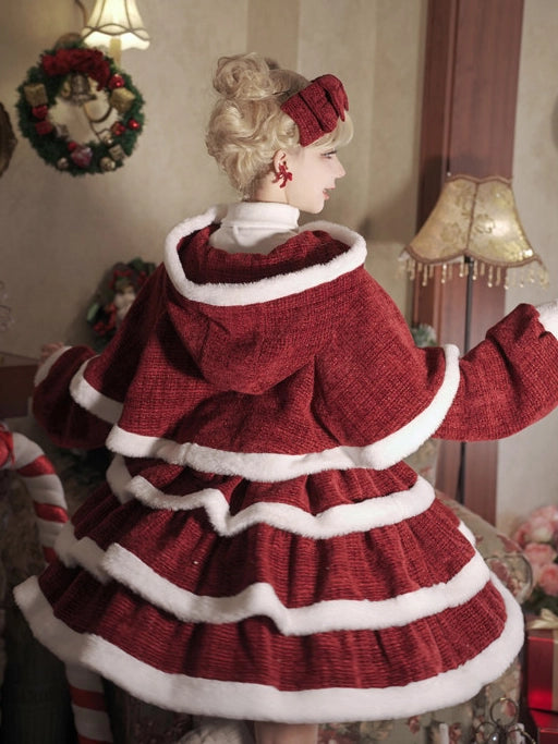 Christmas Carol Original Lolita Red Dress & Cape Set