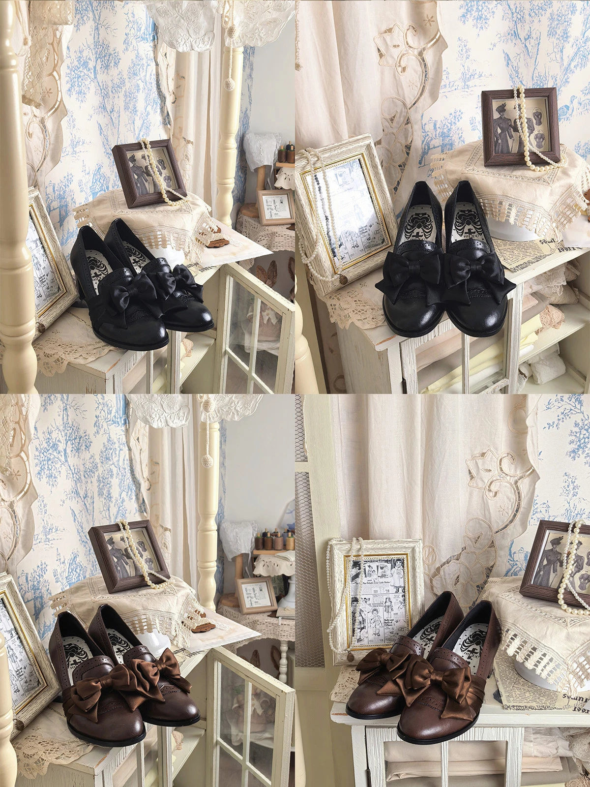 Old Notes Lolita Retro Brogue Carved Mid-Heel Shoes