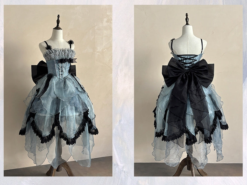 Silver Feather Lolita Cla Monet Organza Boned JSK Dress