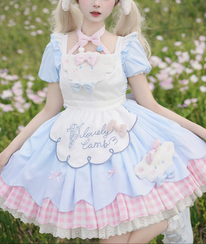 Lolita Kawaii Lamb Puff Sleeves OP Dress LS1014