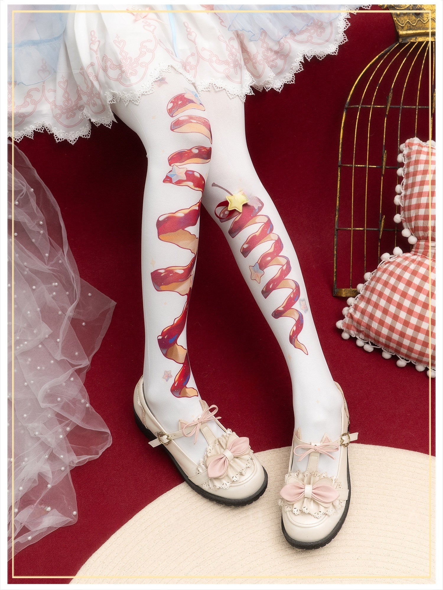 Peaceful Christmas Lolita Printed Tights