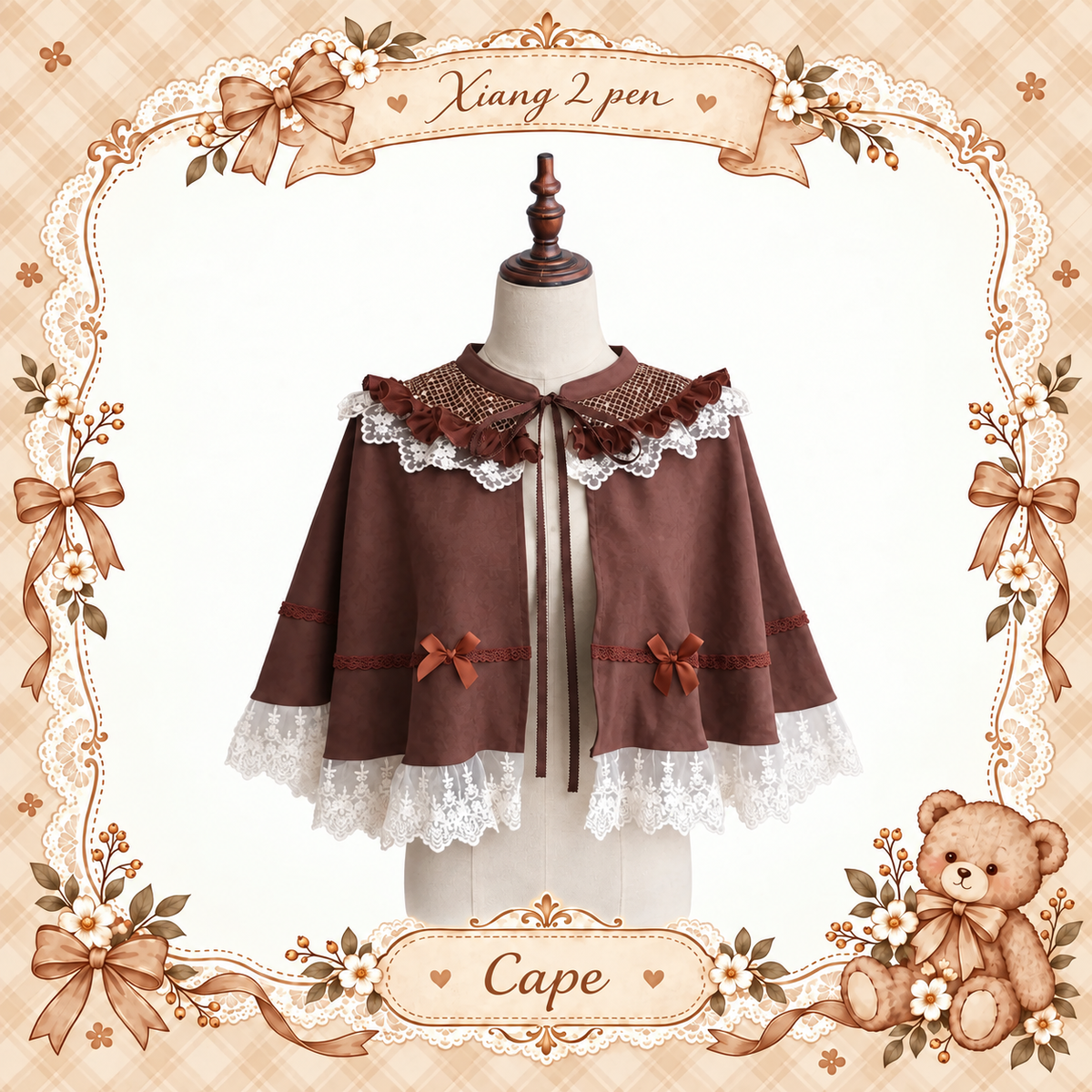 Fula Bear's Perfume Shop Lolita Vintage Bear Print OP Dress