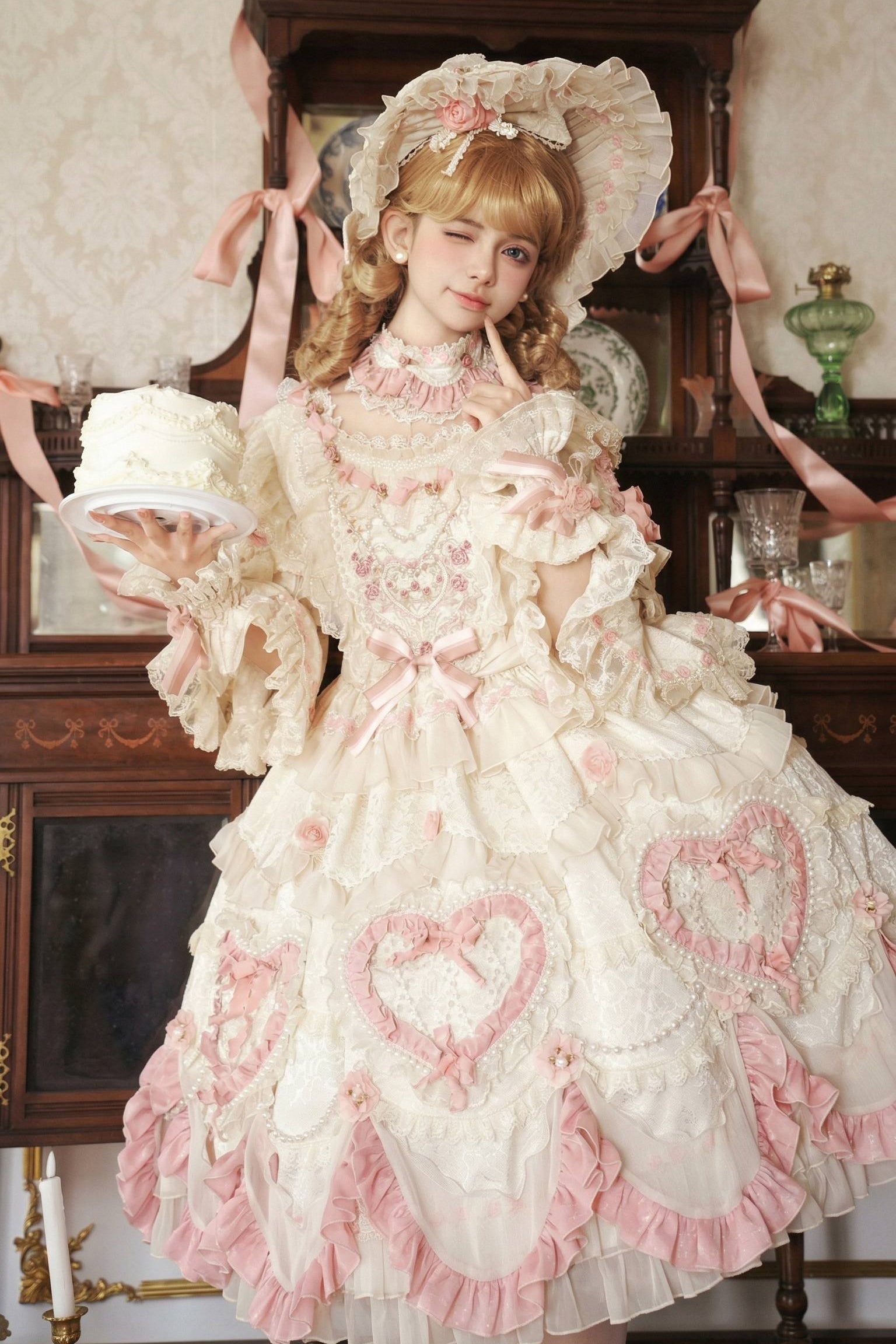 Pearl Shimmer Vintage Cake Lolita OP Dress
