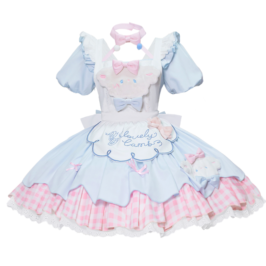 Lolita Kawaii Lamb Puff Sleeves OP Dress LS1014