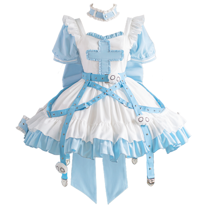 Lolita Y2K Infirmary Aesthetic Aqua OP Full Set LS1015