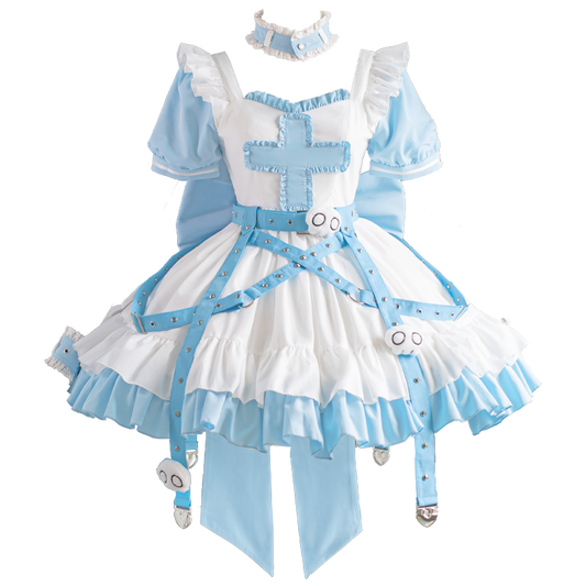 Lolita Y2K Infirmary Aesthetic Aqua OP Full Set LS1015