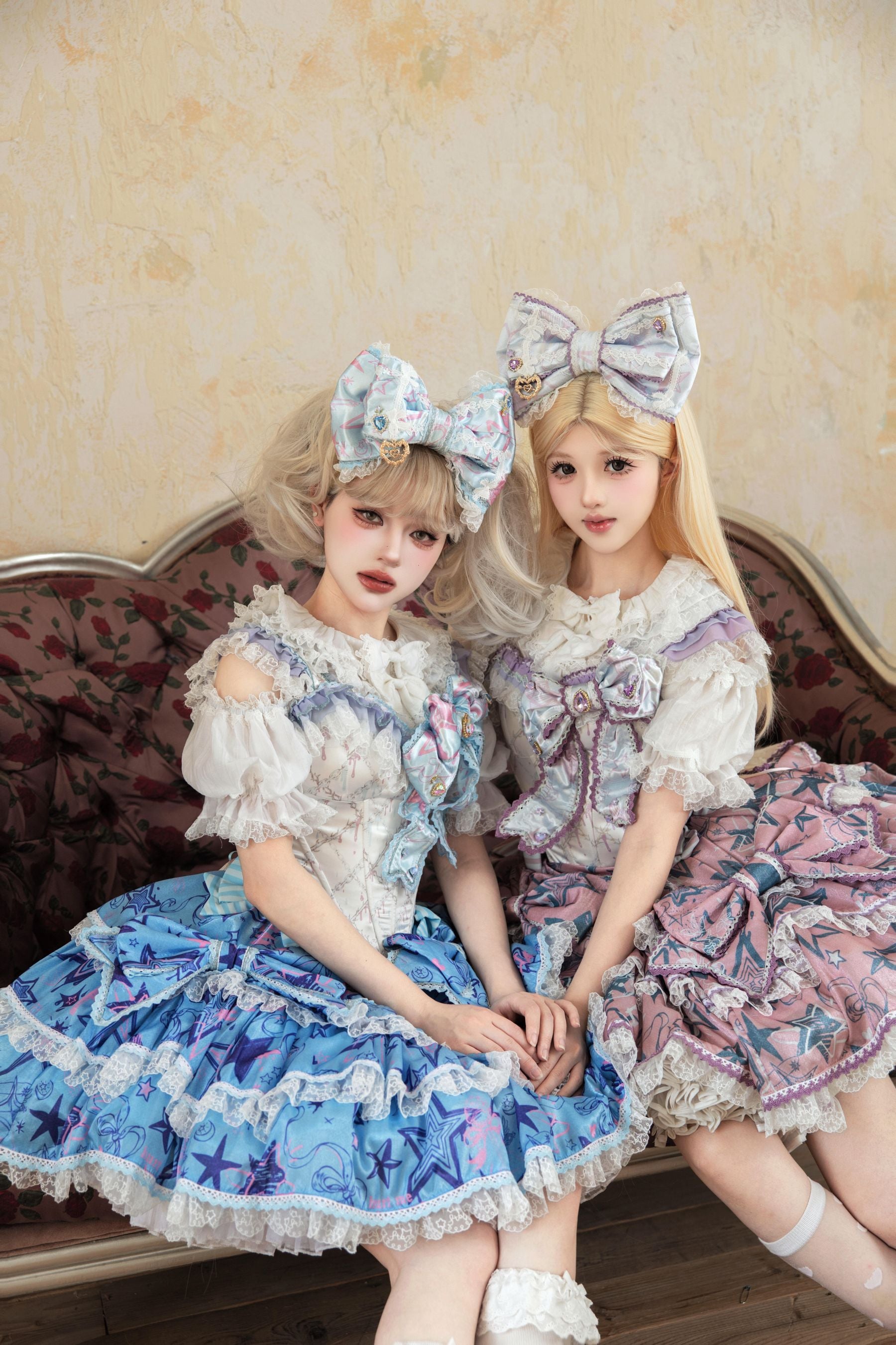 Sweet Fish Bone Print Ruffle Lolita JSK Dress