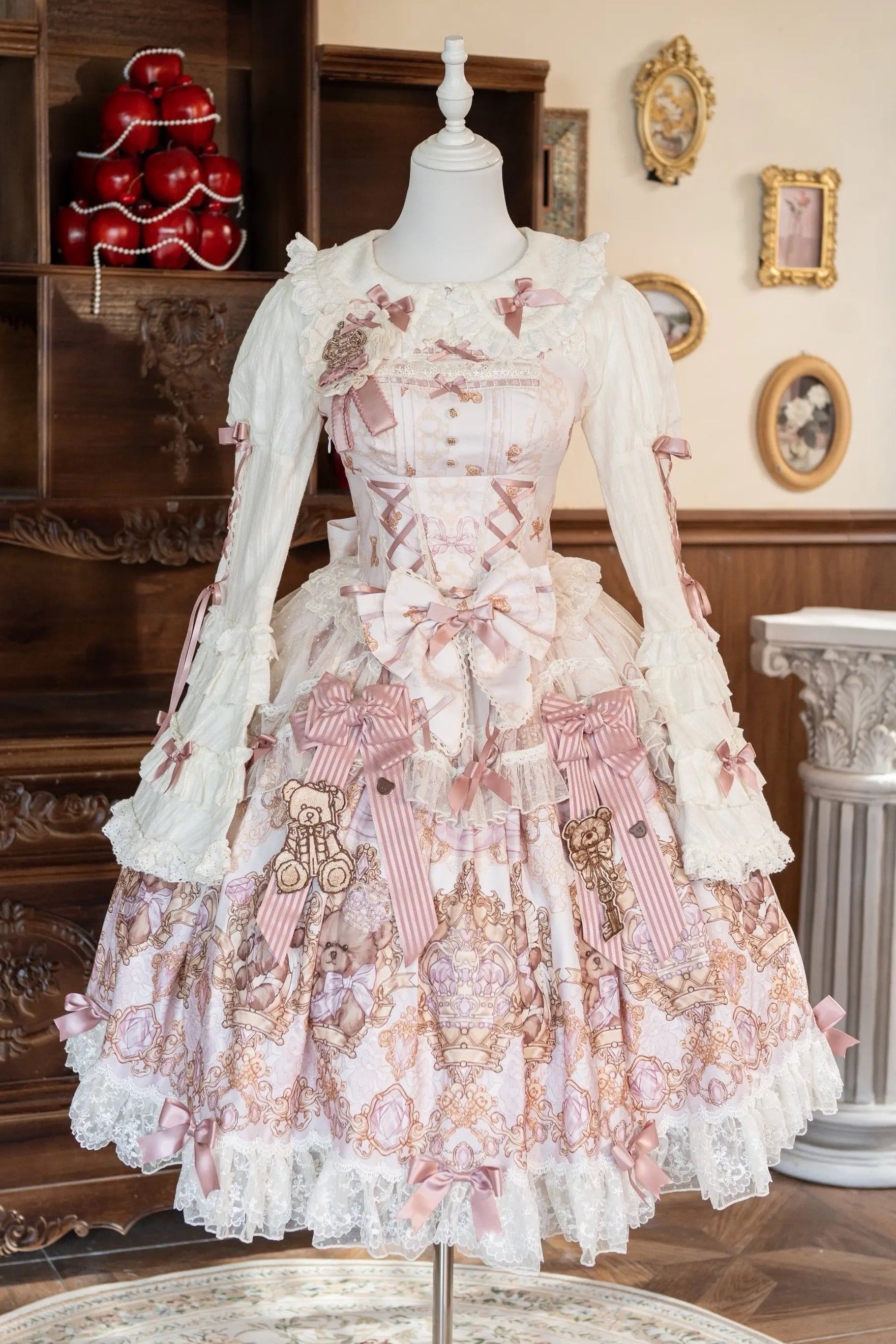 Robe Lolita Rose à Imprimé Ours Doux Ode JSK