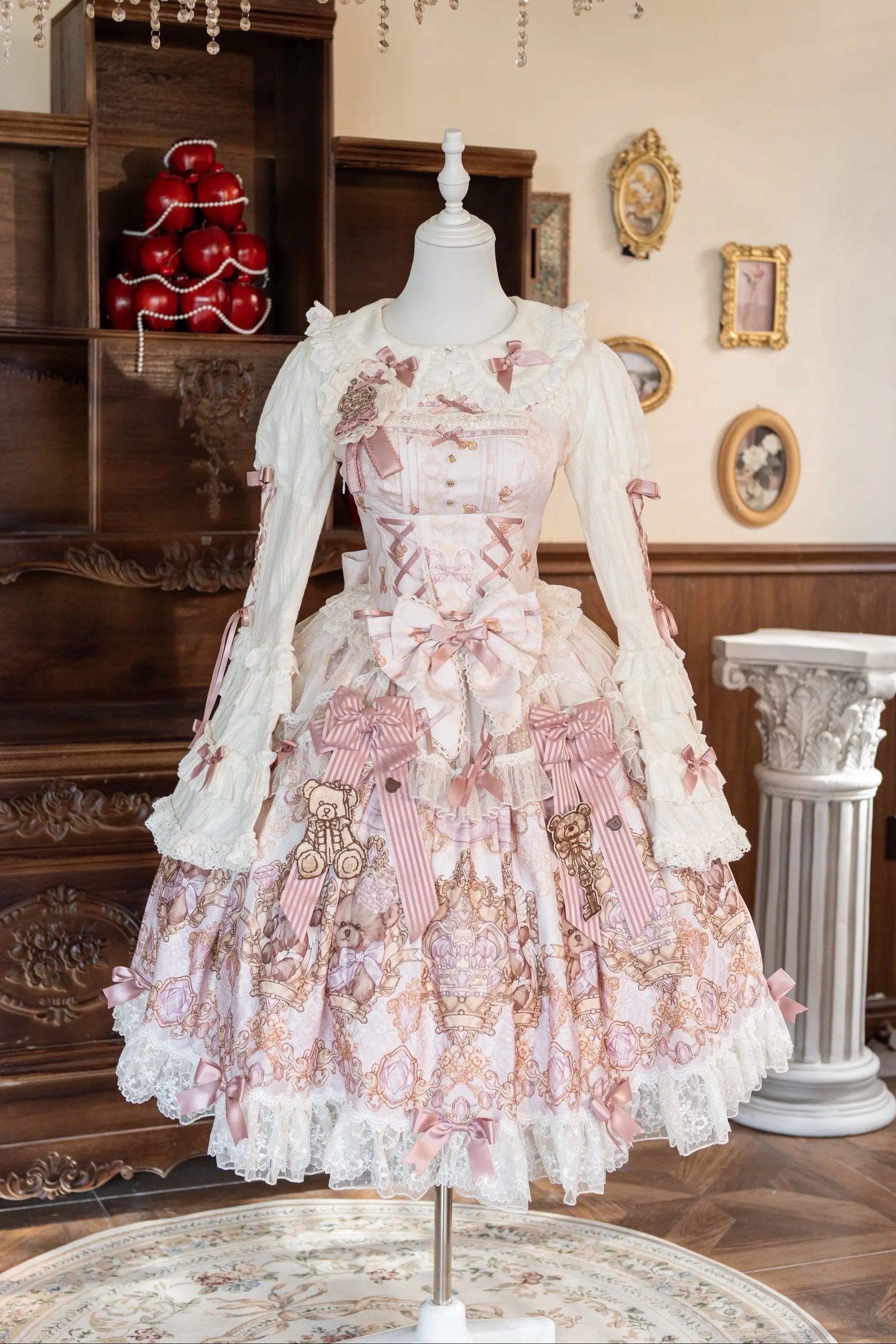 Sweet Ode Bear Lolita Printed Pink JSK