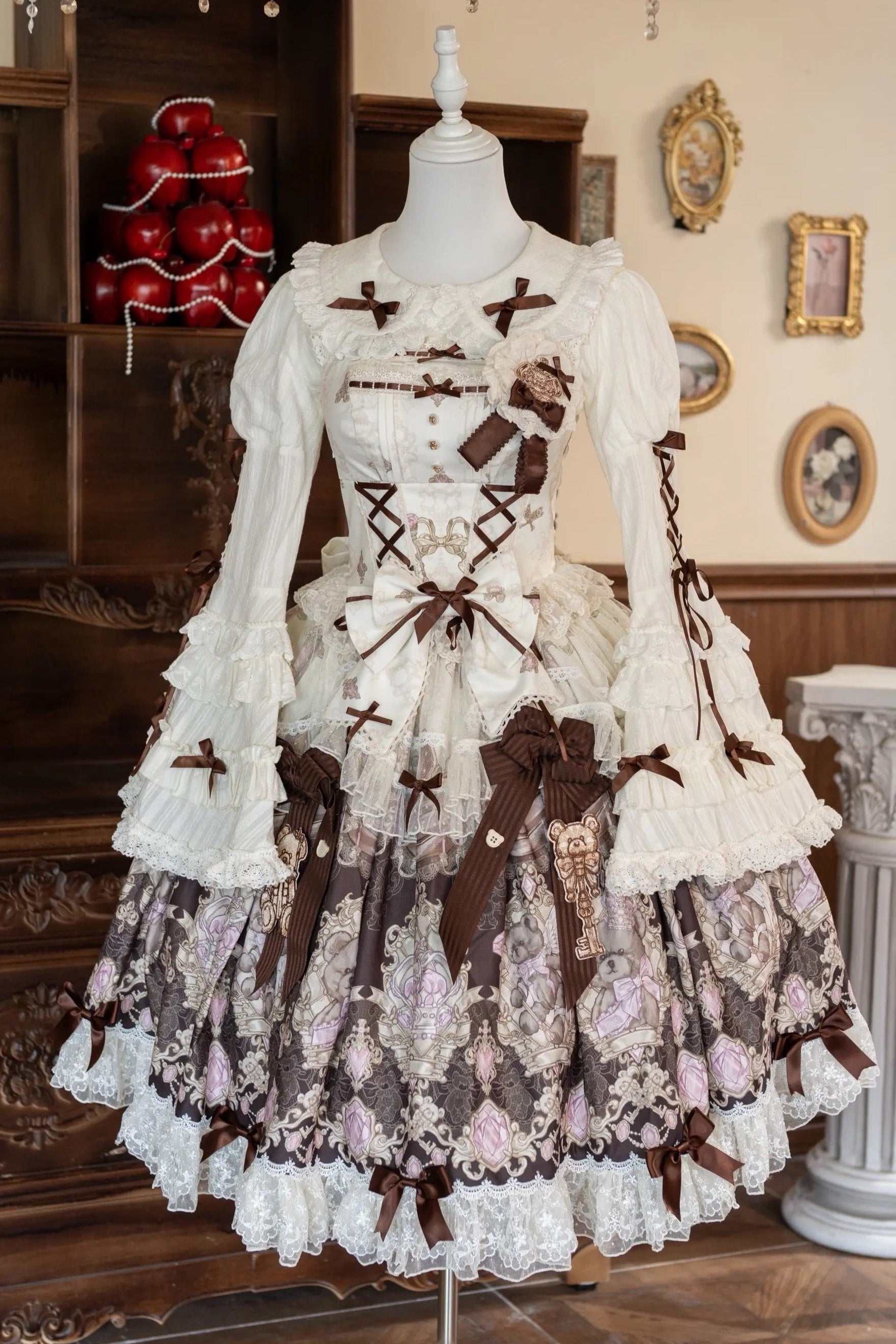 Sweet Ode Bear Lolita Imprimé Rose JSK
