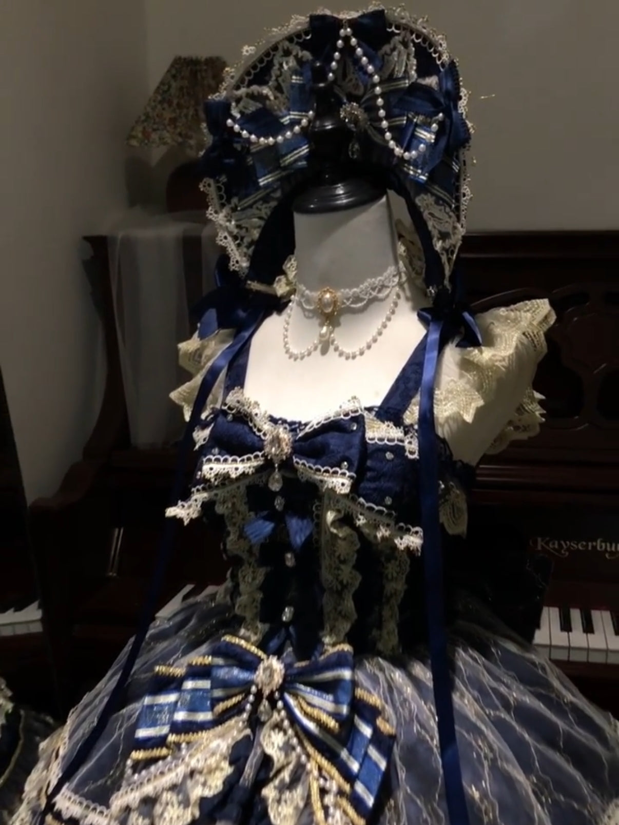 Crown of Gems Lolita Original Doll‑Like Strap JSK Blue Dress