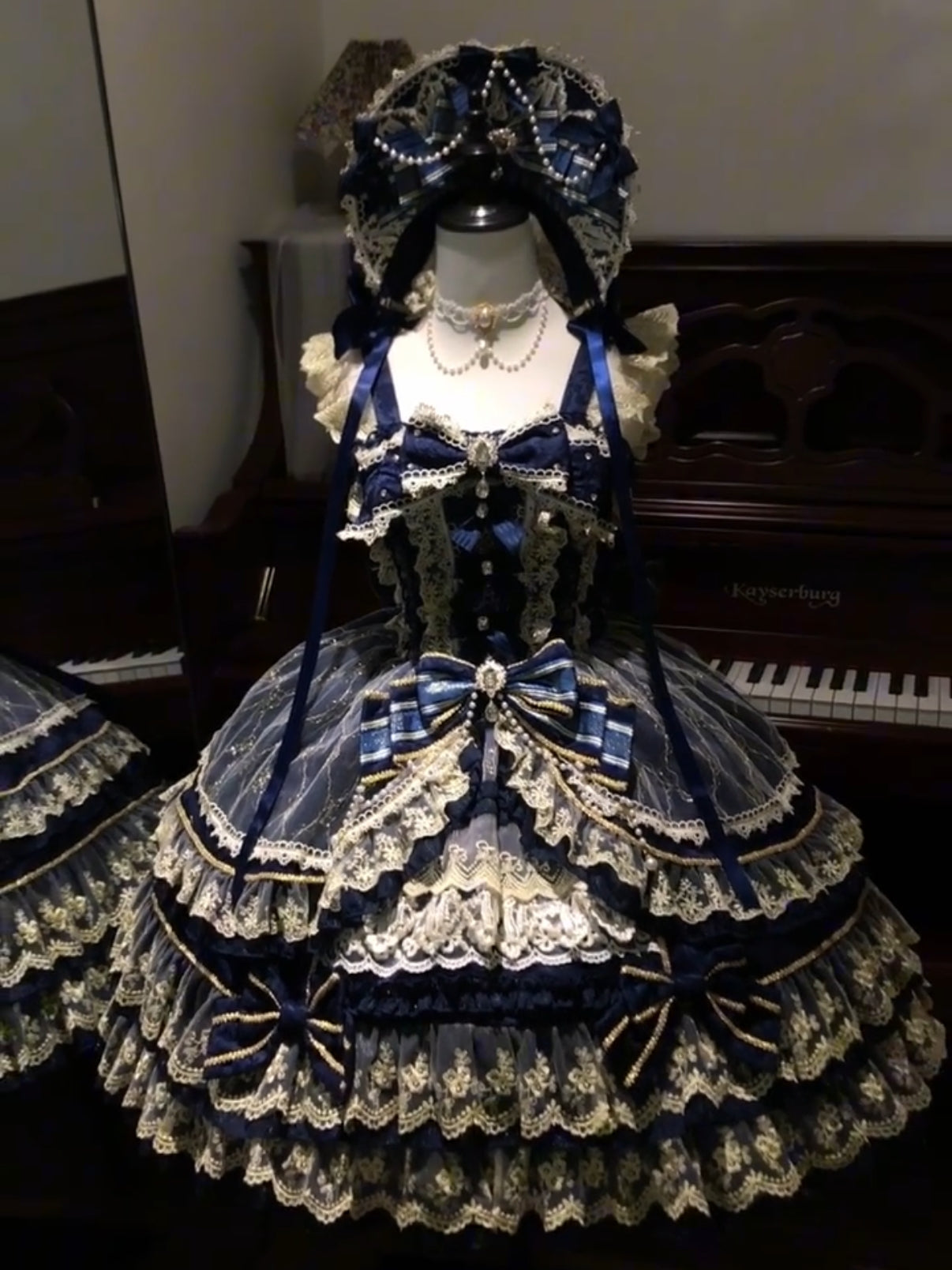Crown of Gems Lolita Original Doll‑Like Strap JSK Blue Dress