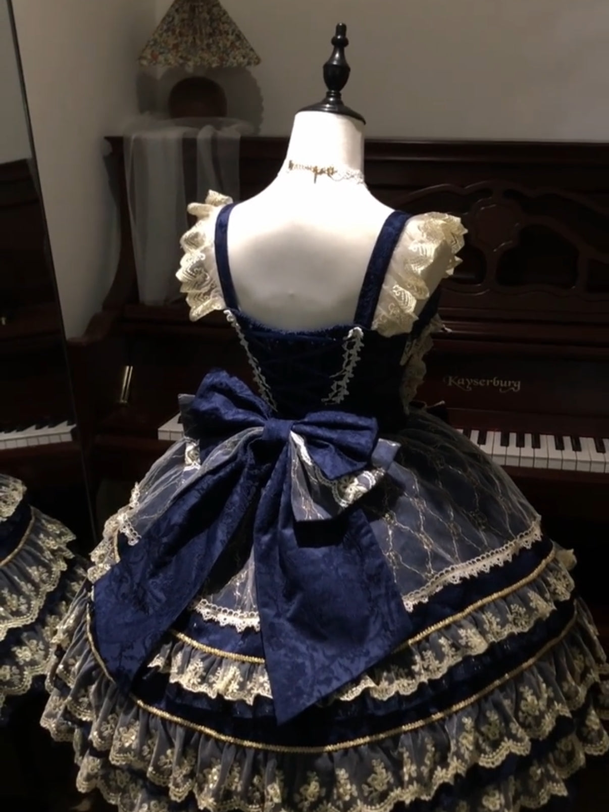 Crown of Gems Lolita Original Doll‑Like Strap JSK Blue Dress
