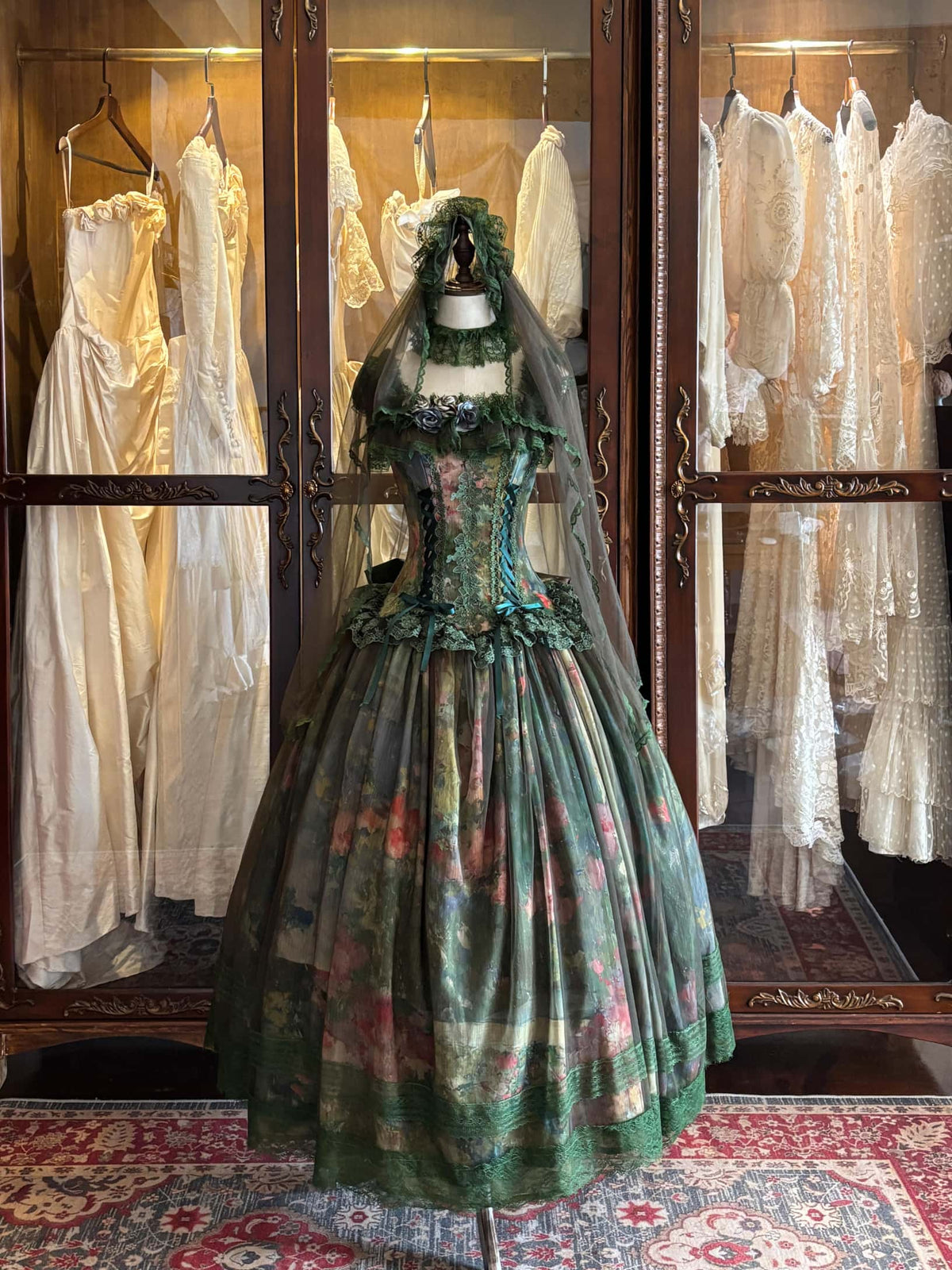Misty Forest Oil Painting Classic Lolita Low Waist JSK Dress