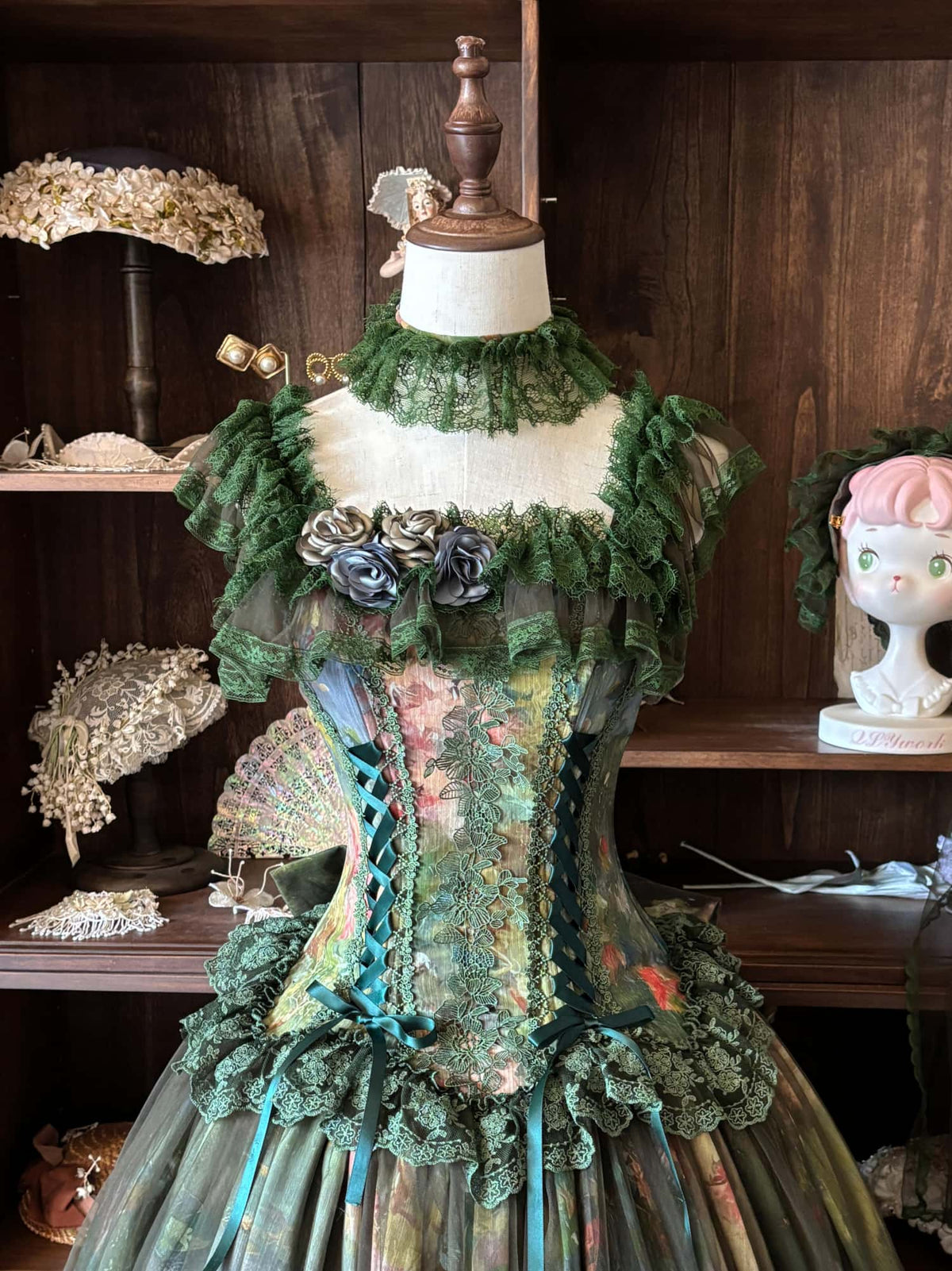 Misty Forest Oil Painting Classic Lolita Low Waist JSK Dress
