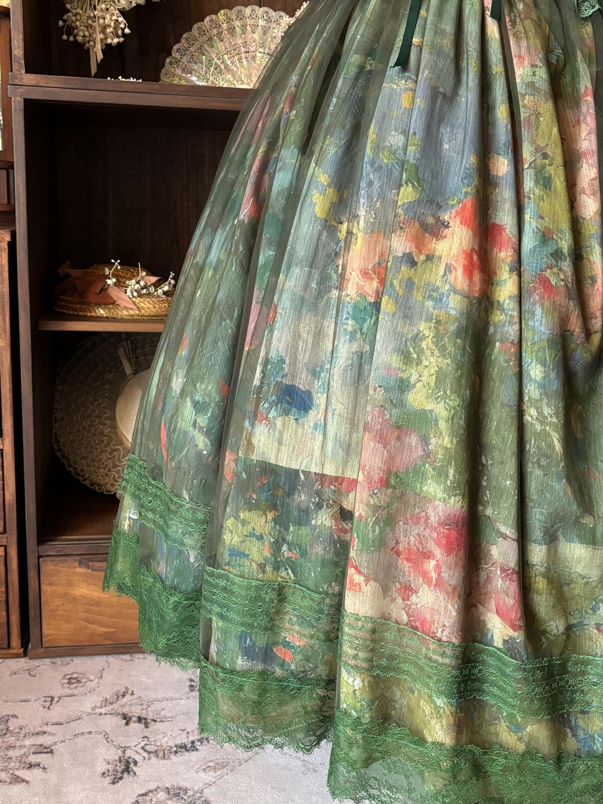 Misty Forest Oil Painting Classic Lolita Low Waist JSK Dress