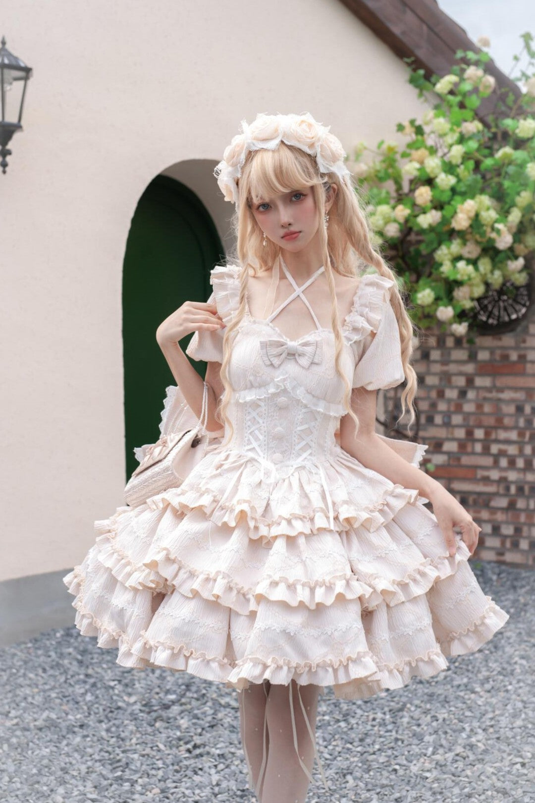 Marshmallow Dream Puffy Beige OP Dress