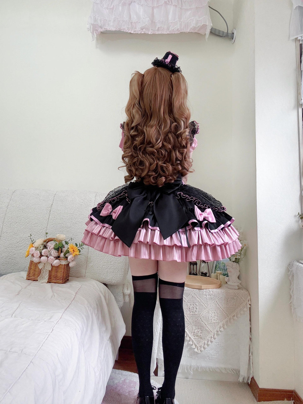 Heartbeat Cheer Black Pink Idol Lolita Shirt Bustier Skirt Set