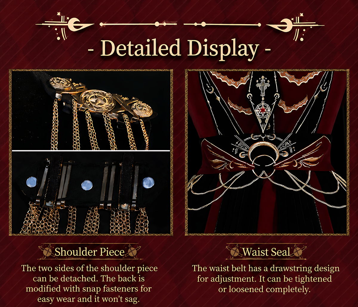 Final Relic Military Gothic Lolita Red & Black OP Dress Full Set