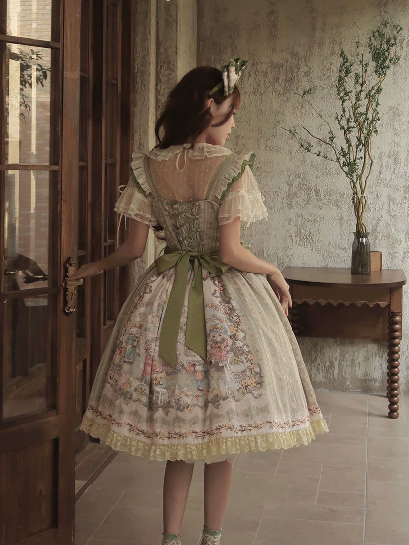 Spring Sheep Pastoral Lolita Printed JSK Dress