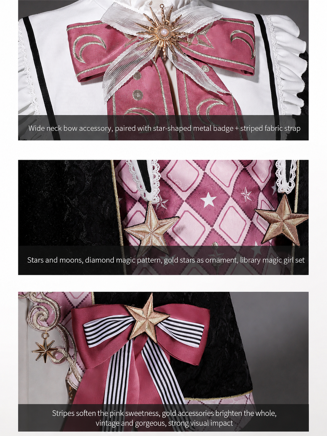 Star Magician Pink Plaid Magic Academy Lolita Coat Dress Set