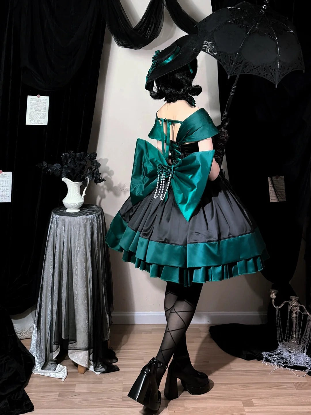 Treasure Chest Rose Lolita Green Dress