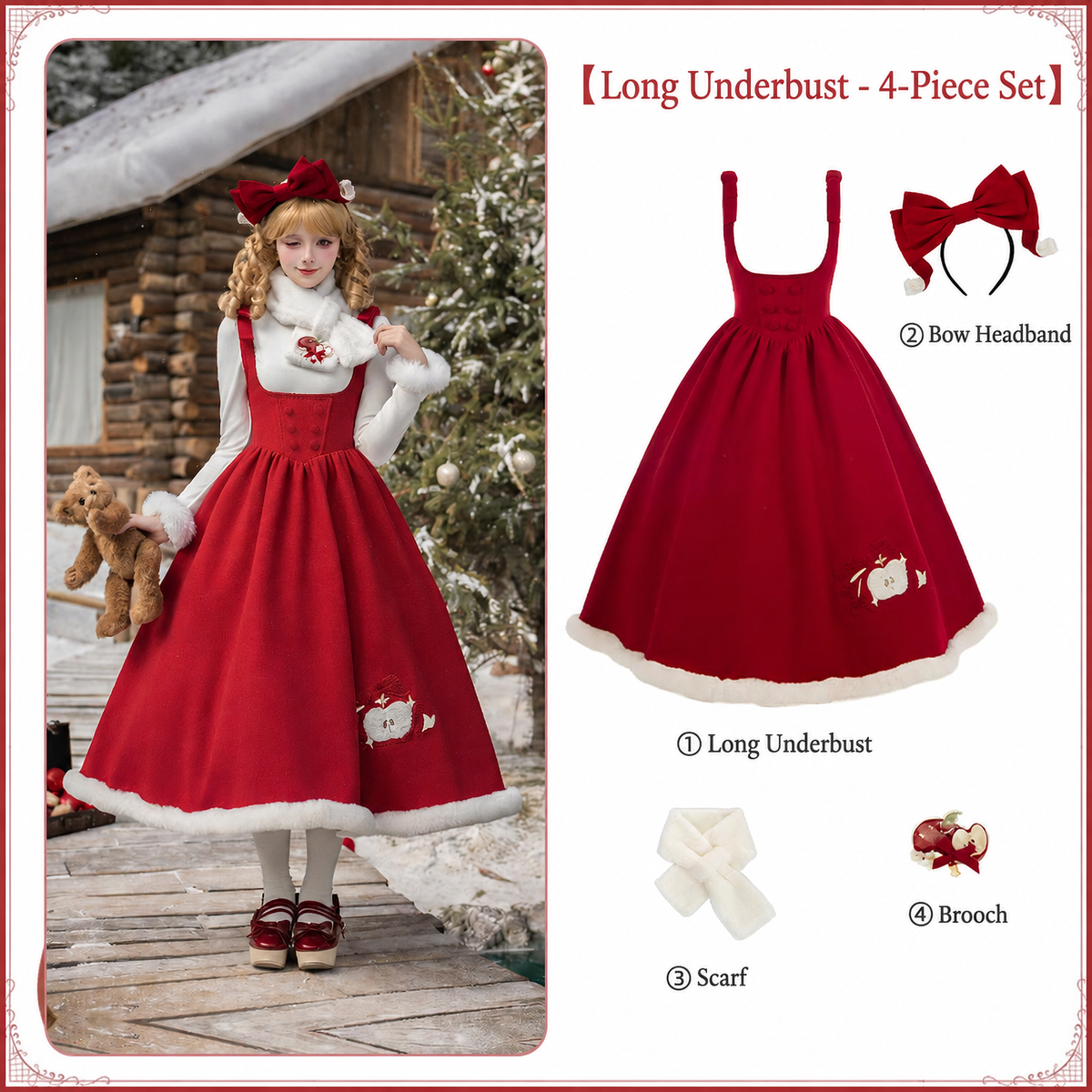 Peace Apple Lolita Christmas New Year Winter Bustier JSK & Cape Set
