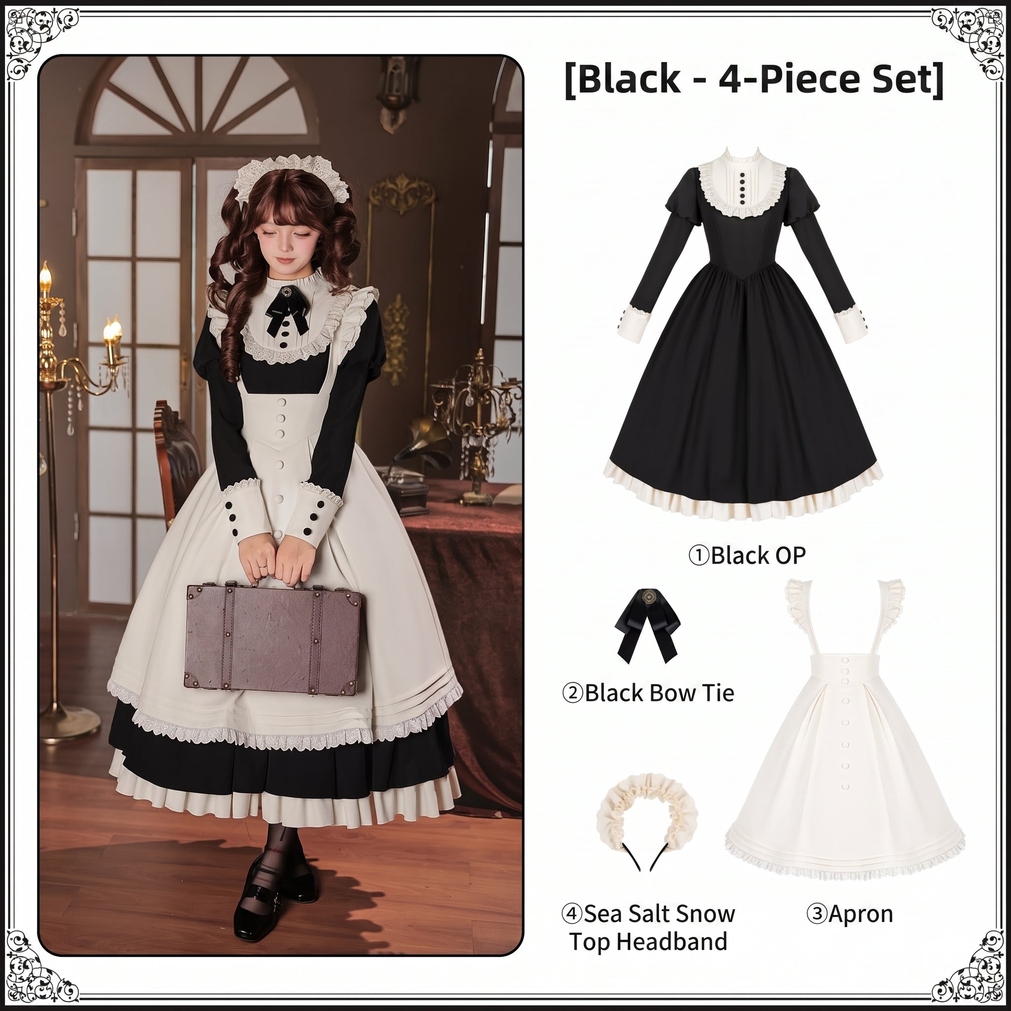 Miss Rita Elegant Maid‑Style Stand‑Collar Lolita OP Dress
