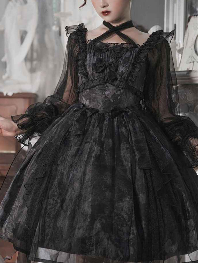 Lolita Dark Style Chiffon Dress  LG1034