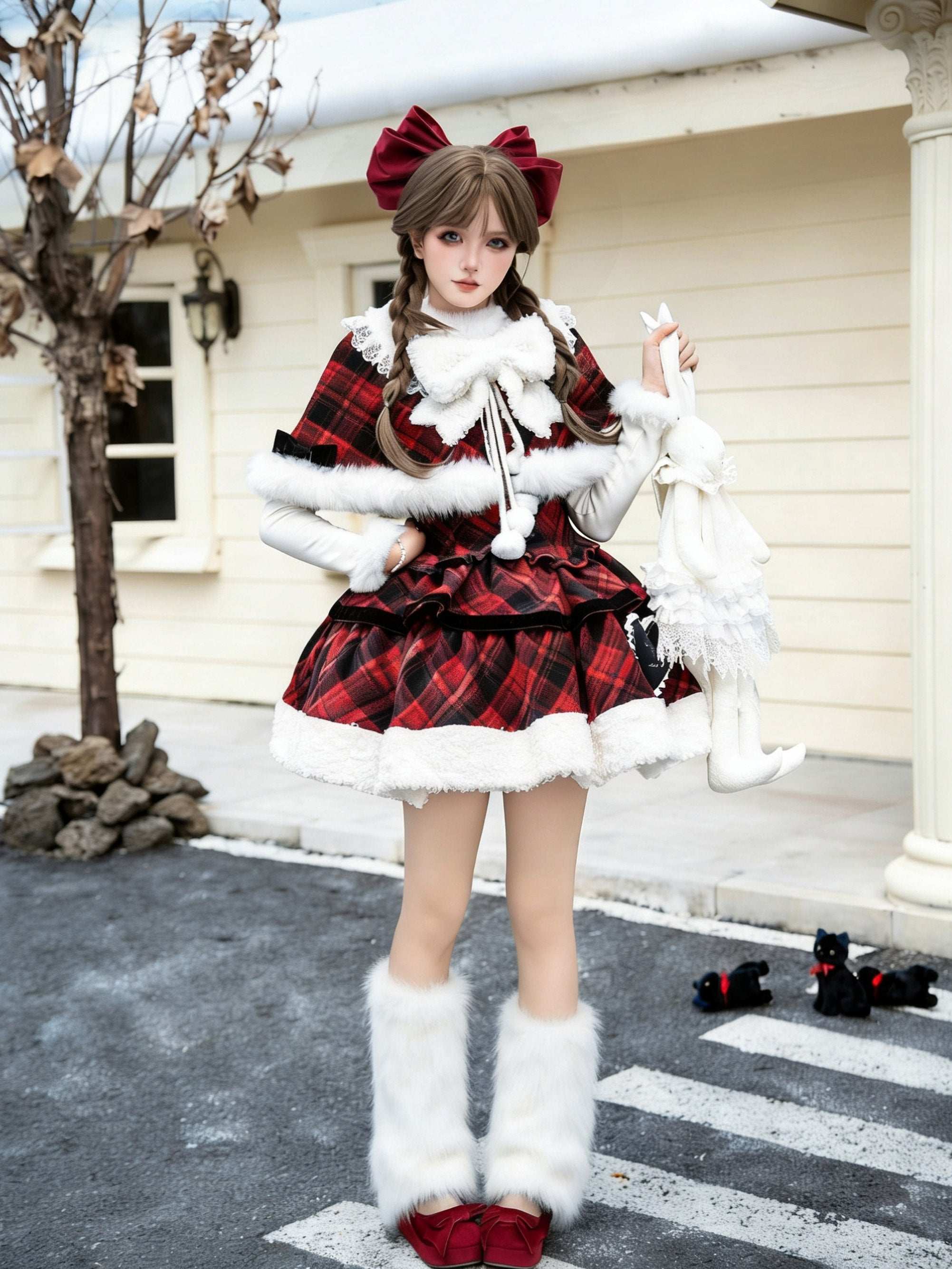 Snow Night Wish Melody Plaid Lolita JSK