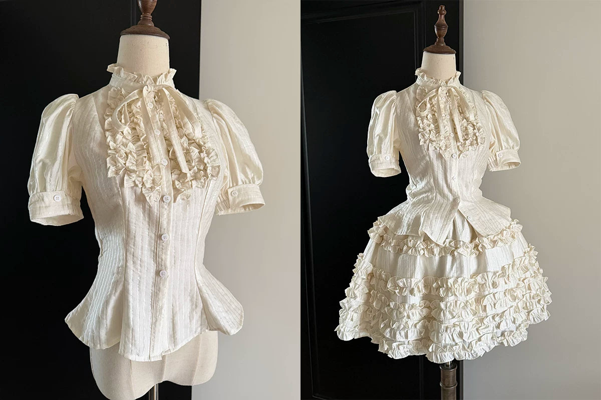 Twilight Veil Sweet Lolita Striped Short Sleeve Blouse