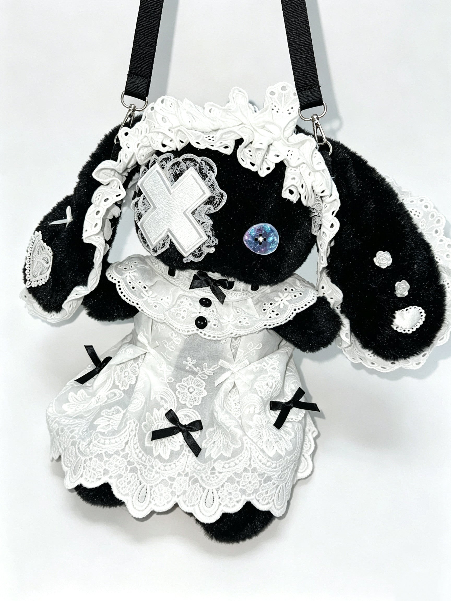 Lolita Plush Bunny Lace Bow Crossbody Bag