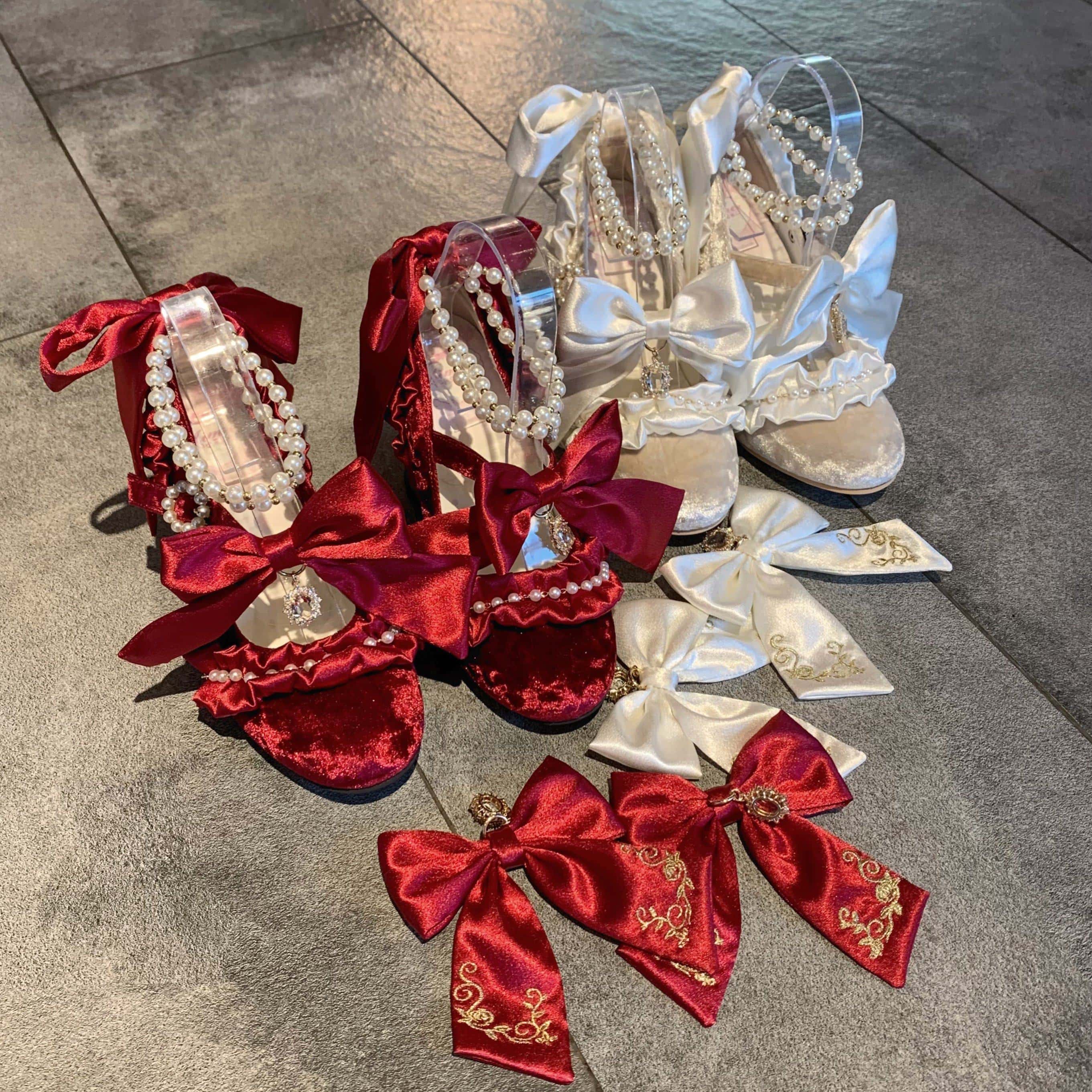 Ribbon Hymn 1.0 Lolita Vintage Heavy Craft Bridal Heels