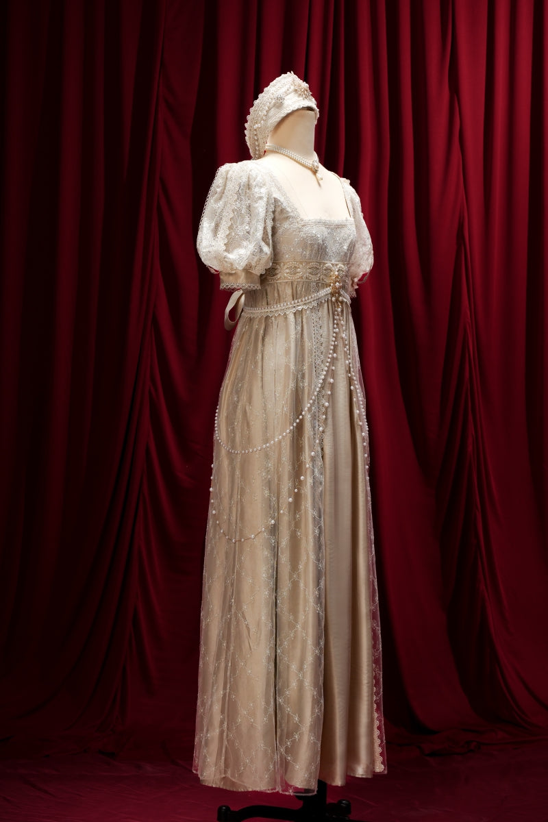 Crown Radiance Champagne Imperial Court Empire Waist Lolita OP Dress