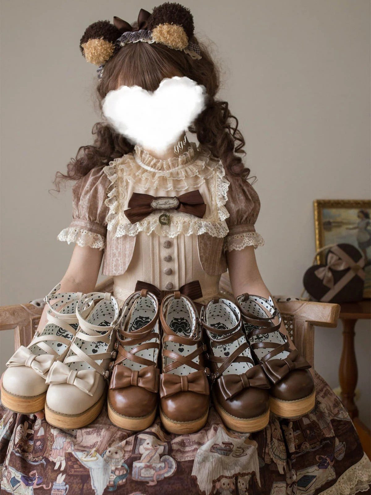 Brown‑Tone Tarta Tower Lolita Round‑Toe Chunky Platform Shoes