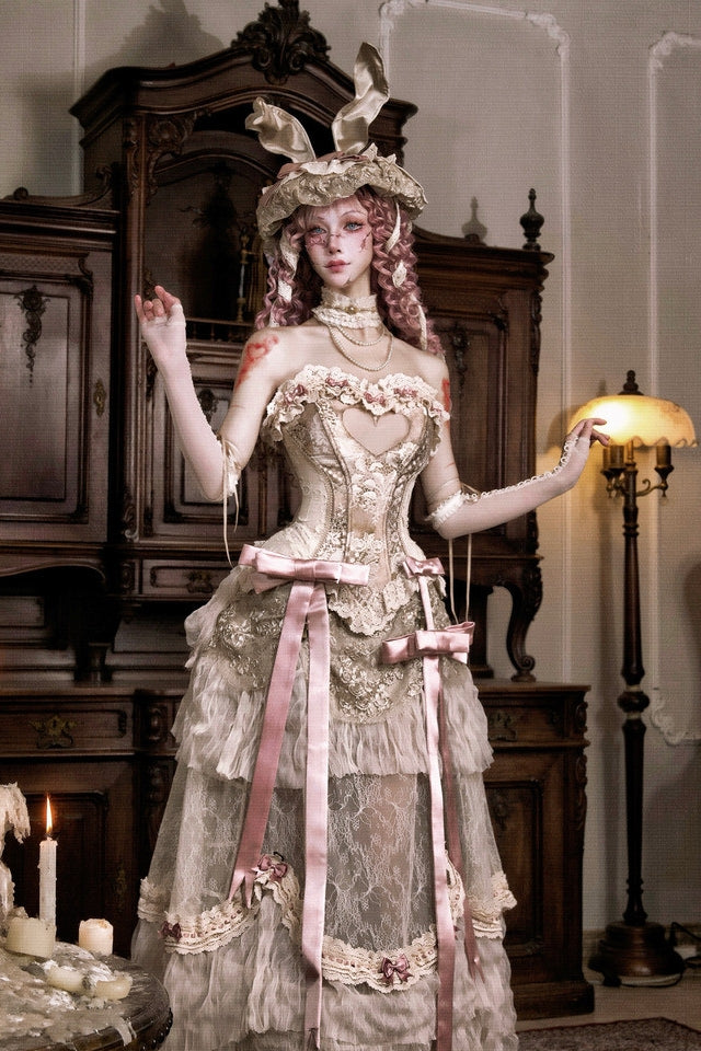 Cupid's Poem Casket Rococo Corset & Train Dress Set