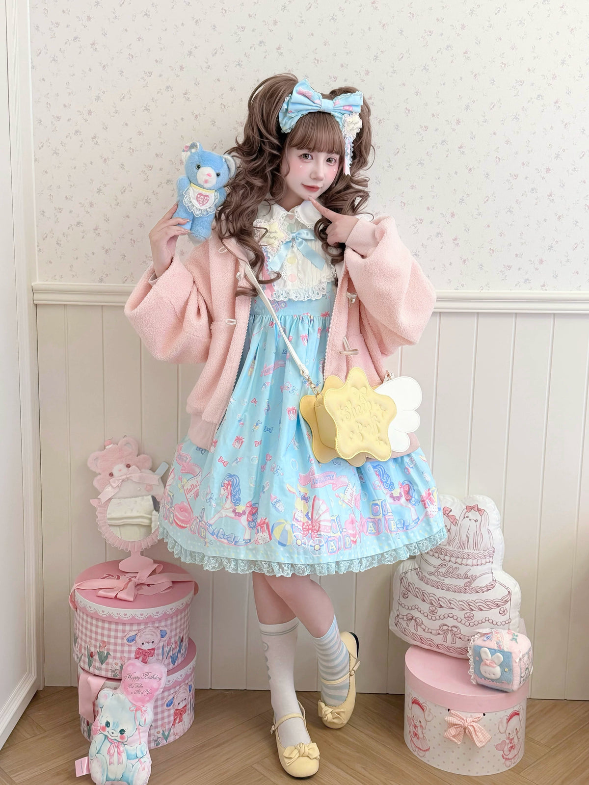 Plush Puppy Animal‑Ear Hooded Autumn & Winter Coat