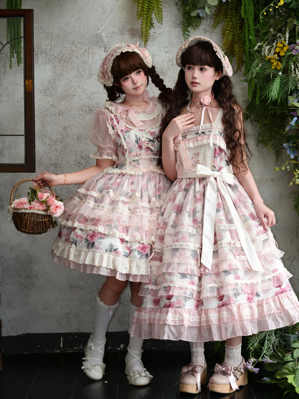 Chloris Rose Garden Classic Sweet Lolita OP JSK & Accessories Set