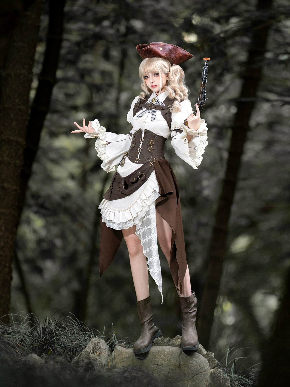 Time Vessel Vintage Gothic Pirate‑Style Lolita Set